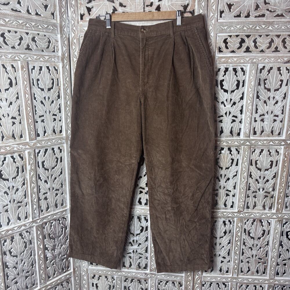 John Blair Pleated Wide Wale Corduroy Pants Brown Grandpacore Men's Size 34S